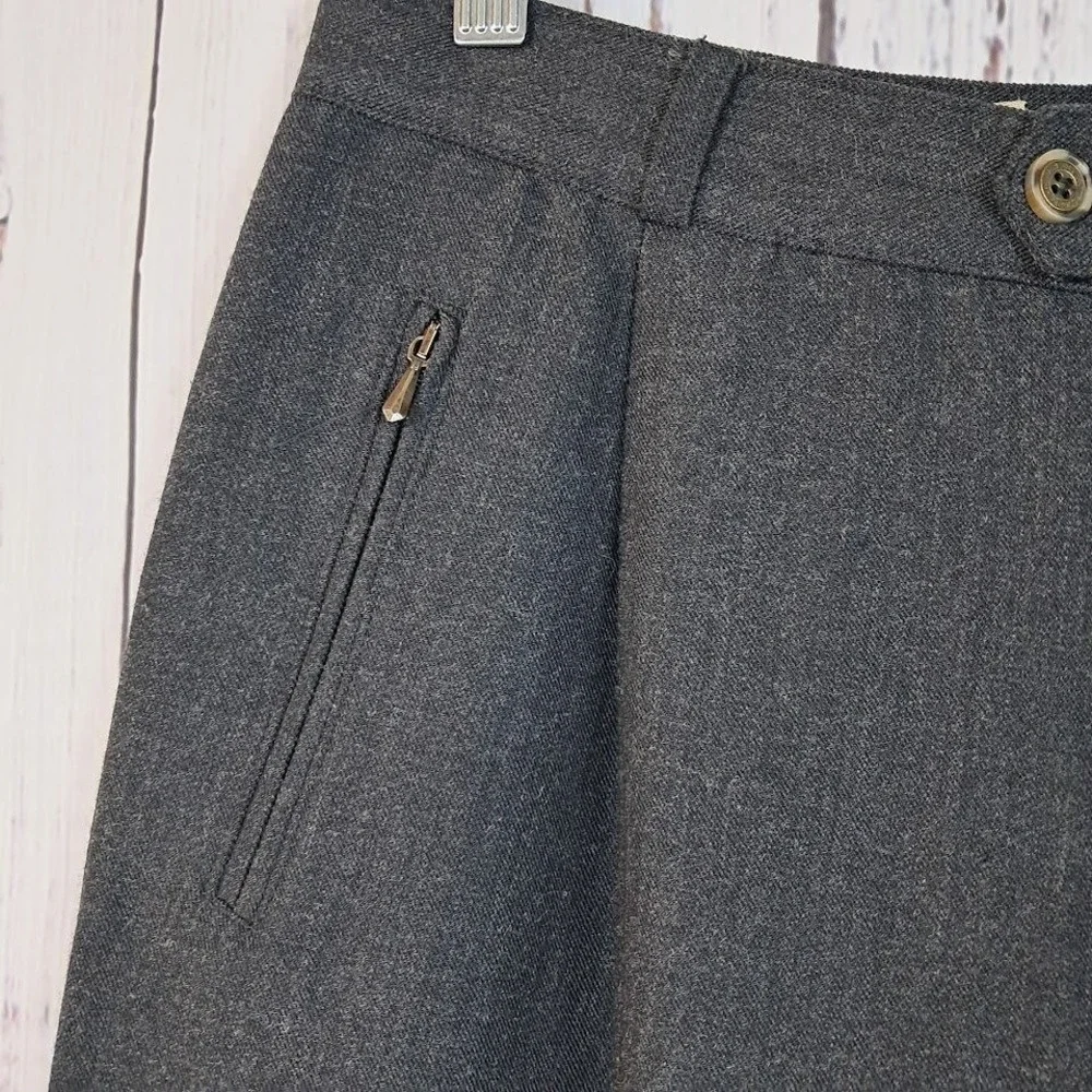 Vtg 80s LL BEAN Womens 10P Charcoal Gray‎ Wool Stirrup Pants Pleated Classic
